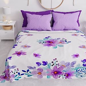 PETTI Artigiani Italiani - Sprei voor tweepersoonsbed, zomer, bloemenpatroon, 03, 100% hypoallergeen, microvezel, 100% Made in Italy