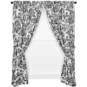 Ellis Curtain Victoria Park Toile 68-inch-by-63 inch op maat gemaakte paneelpaar met banden, zwart