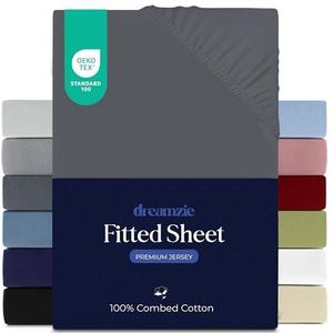 Dreamzie - Hoeslaken - Donkergrijs - 70x160 cm - 100% Premium Katoen Jersey - Hypoallergeen - Oeko-Tex