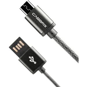 CABBRIX Micro-USB-kabel, nylon, 2 m, micro-USB-snellaadkabel, datakabel, High Speed Sync en oplaadkabel voor Android Smartphones/Samsung Galaxy/HTC/Huawei/Sony/Nexus/Nokia/Kindle/PS4/XBOX Space Gray