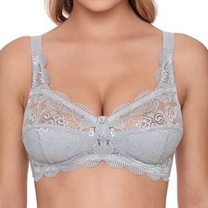 SUSA Latina, beha voor dames, zonder beugel, met genaaide cups en in lengte verstelbare bandjes, ideale grip, haaksluiting, grijs (024), 85E