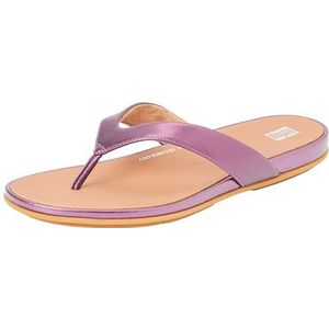 Fitflop Gracie Teenslippers van metallic leer voor dames, Rood, 41 EU