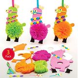 Baker Ross Mooie Llama Pom Pom Kits, creatieve kunst en ambachtelijke benodigdheden voor kinderen te maken en te versieren (3 Pack), AT472