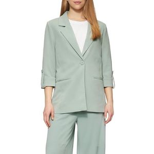 QS - Blazers - Mintgroen - Revers Kraag, Knoopsluiting, Licht Gevoerd, Effen Motief