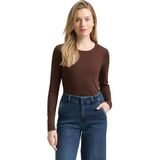 TOM TAILOR - Shirt - Bruin - Lange Mouw - Slanke Pasvorm