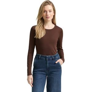 TOM TAILOR - Shirt - Bruin - Lange Mouw - Slanke Pasvorm