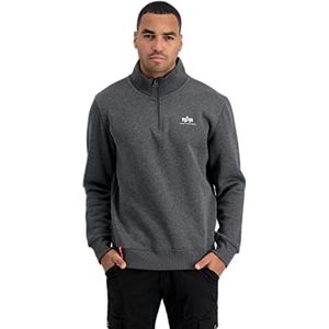 ALPHA INDUSTRIES Half Zip Sweater SL Sweatshirt, Charcoal Heather/White, 2 XL Uniseks Volwassenen, wit/grijs (Charcoal Heather), XXL