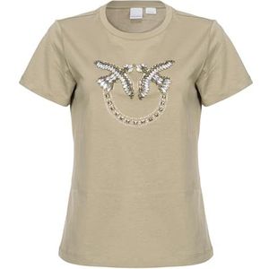 Pinko Quentin T-shirt Jersey Logo Birds borduurwerk + klinknagels, U84_Groen Vertiver, XS