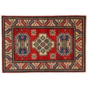 Eden kunststof Usbekistan super tapijt handgeknoopt, katoen, meerkleurig, 83 x 121 cm