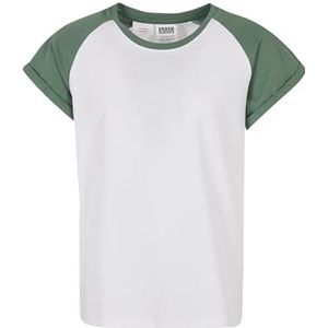 Urban Classics - Girls Contrast Raglan Tee - T-shirt - Wit/Salvia - 158/164 cm