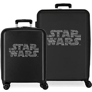 Star wars Logo kofferset, zwart, 55/70 cm, robuust, ABS-kunststof, geïntegreerde TSA-sluiting, 119 l, 6,8 kg, 4 dubbele wielen, handbagage, Zwart, Eén maat, kofferset