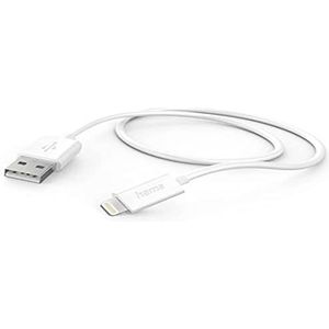 Hama iPhone USB-A Lightning-kabel (laadkabel/datakabel/data, USB-A 2.0-stekker naar Lightning, 1 m, MFI-gecertificeerd, 480 MBit/s, iPad/iPhone 13/12/11/XS/XR/X/8/7/7+/6s/6/5/SE2020) wit