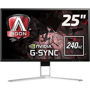 AOC Agon AG251FG Monitor, 63 cm (24,5 inch), HDMI, USB-hub, displayport, 1 ms reactietijd, 240 Hz, 1920 x 1080, Nvidia G-Sync, zwart/rood