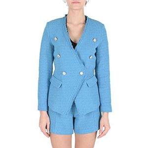 19V69 ITALIA Miura jas Sky Blue Tess. Chanel Uni, Blazer voor dames, casual, Blauw, L