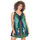 Ulla Popken - Badpakjurk - Groen - Lichtgroen - Zwart