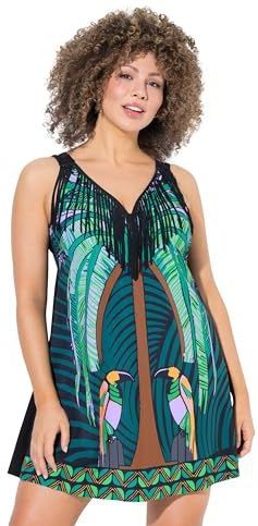 Ulla Popken - Badpakjurk - Groen - Lichtgroen - Zwart