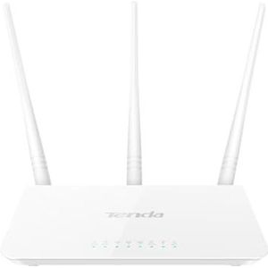 Tenda F3 N300 WLAN-router voor aansluiting op kabel/DSL of glasvezelmodem (300Mbit/s via WLAN, 3x LAN-poorten) Drie antennes voor een stabiel netwerkbereik tot 200 m²