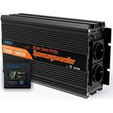 EDECOA Omvormer Zuivere Sinus 1500W 3000W Omvormer voor Buiten Auto 12 V 230 V Spanningsomvormer Inverter Pure Sine Wave met Afstandsbediening 2 EU Stopcontact 2 USB Poort