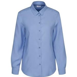 Seidensticker Damesblouse, modieuze blouse, regular fit, hemdblousekraag, lange mouwen, 100% viscose, blauw, 48