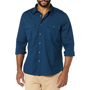 Amazon Essentials Heren slim fit lange mouwen twee-pocket utility shirt (voorheen Goodthreads), indigo, X-Small