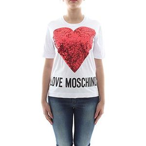 Love Moschino T-shirt voor dames, wit (Optical White A00), 44 NL (Fabrikant maat: 48)
