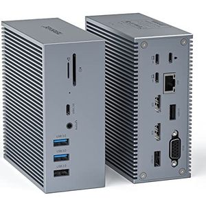 Tiergrade -Dockingstation 16-in-2 USB-C dockingstation voor MacBook Pro Air (niet voor M1) Dual 4K HDMI, VGA, 6 USB, RJ45, 55 W PD en SD/TF, drievoudig display voor MacOS, compatibel met Thunderbolt 3