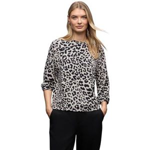 Street One Dames Gedessineerd jacquard shirt in Beige, in size: 34