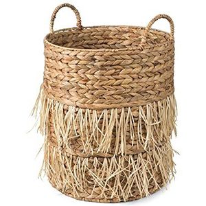 Compactor Waterhyacint en jute opbergmand, 30 x 30 x 15 cm, lichtbruin, RAN10514