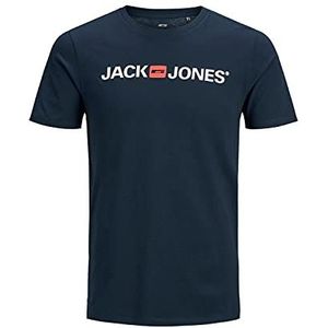 JACK & JONES T-shirt in grote maten voor heren, katoenen jersey, marineblauwe blazer, 4XL