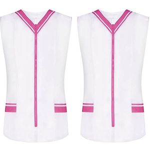 MISEMIYA - Verpakking met 2 stuks - sanitair hemd voor dames, zonder mouwen, uniform, reiniging uniform, medische dierenkliniek, 2-818, Roze 22, S