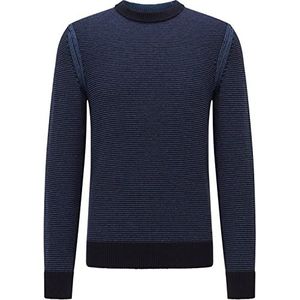 BOSS Commodoro Regular Fit Pullover voor heren, single jersey met gestructureerde strepen, Dark Blue404, L
