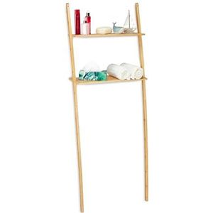 Relaxdays wasmachine kast bamboe, 2 etages, ombouwkast badkamer, HBD: 175 x 66 x 30 cm, ombouwmeubel, natuur