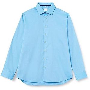 Seidensticker Men's Shaped Fit shirt met lange mouwen, turquoise, 42, turquoise, 42