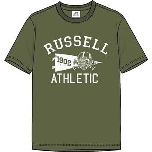 RUSSELL ATHLETIC Heren Flag-s/S T-shirt met ronde hals, Olivijn, XL