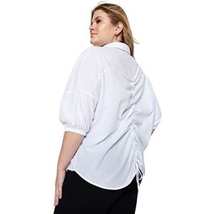 Trendyol Vrouwen Oversize Basic Shirt Kraag Geweven Plus Size Shirt,Wit,42, Wit, 40 grote maten