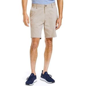 Nautica Heren klassieke pasvorm platte voorkant stretch effen chino-dek kort casual, Echte kaki, 35 8.5