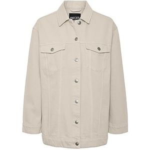 PIECES Pctika Ls Oversize DNM Jacket Noos Bc Jeansjack voor dames, wit (whitecap gray), M