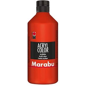 Marabu 12010075006 - Acryl Color vermiljoenrood 500 ml, romige acrylverf op waterbasis, sneldrogend, lichtecht, waterbestendig, voor het aanbrengen met kwast en spons op canvas, papier en hout