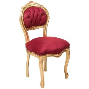 Biscottini Louis XVI L45,5xPR42,5xH90,5 - Franse stoel in antieke look - slaapkamerstoel - stoelen in barokstijl goud