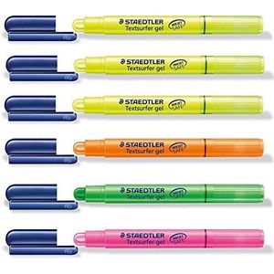 STAEDTLER Markeerstift ""Textsurfer gel"" (6 pennen, 4 kleuren) roze, groen, oranje en 3 x geel