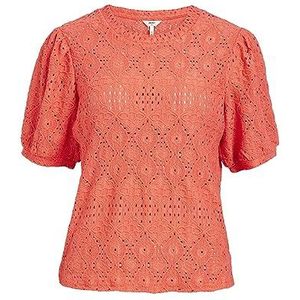 Object Objfeodora S/S Top Noos T-shirt voor dames, hot coral, L