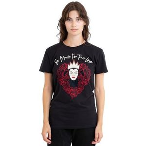 Disney Villains The Evil Queen Valentijnsdag True Love dames T-shirt, zwart, klein, Zwart, S