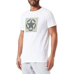 JEEP O102910-W000 J Man T-Shirt Star Framed - Pack Your Bags. Hit The Road Print Large J23W Heren Wit L, Wit, L