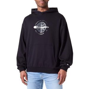 Champion Legacy Modern Basket-Poly-Cotton Interlock Sweatshirt met capuchon voor heren, Zwart, M