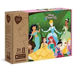 Clementoni 20257 Disney Princess-24 Maxi Stukken-Gemaakt in Italië-100% Gerecycleerde materialen, Jigsaw Puzzle voor Kinderen