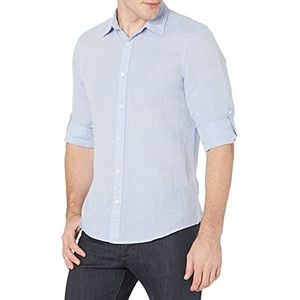 Perry Ellis Heren Slim Fit Solid Linnen Cotton Roll Sleeve Shirt Button Down Hemd