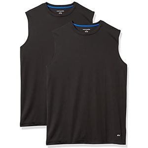 Amazon Essentials Active Performance Tech Muscle Tanktop voor heren, 2 stuks, zwart, maat L