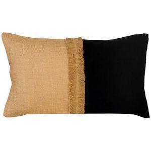 Atout Ciel Kussen gevuld met katoen en jute, 30 x 50 cm, zwart