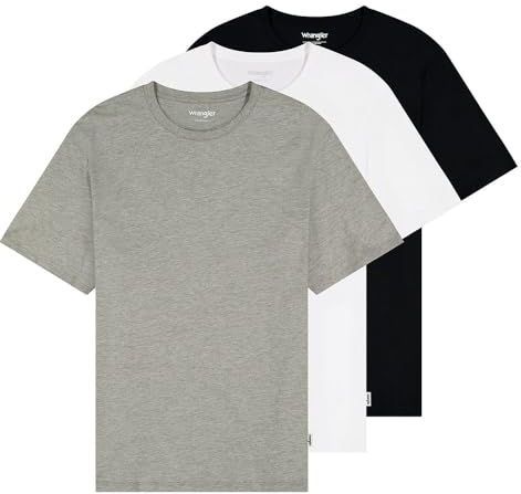 Wrangler - 112371482 - T-shirt - 3 Eenheden - Regular Fit - Korte Mouwen - Wit Zwart Grijs