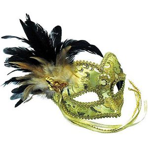 Bristol Novelty EM393 masker met gevlochten oogpatroon op hoofdband, dames, goud, one size